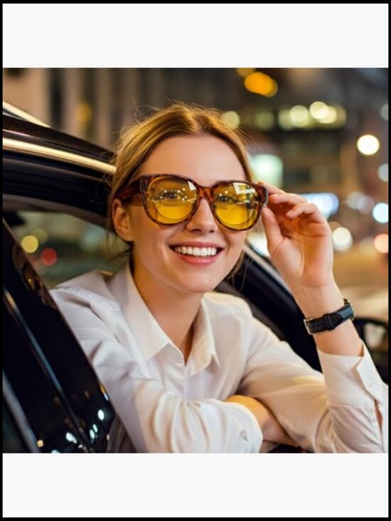 Polarized Fit Over Glasses Night Driving Sunglasses with Yellow Lenses main image 5